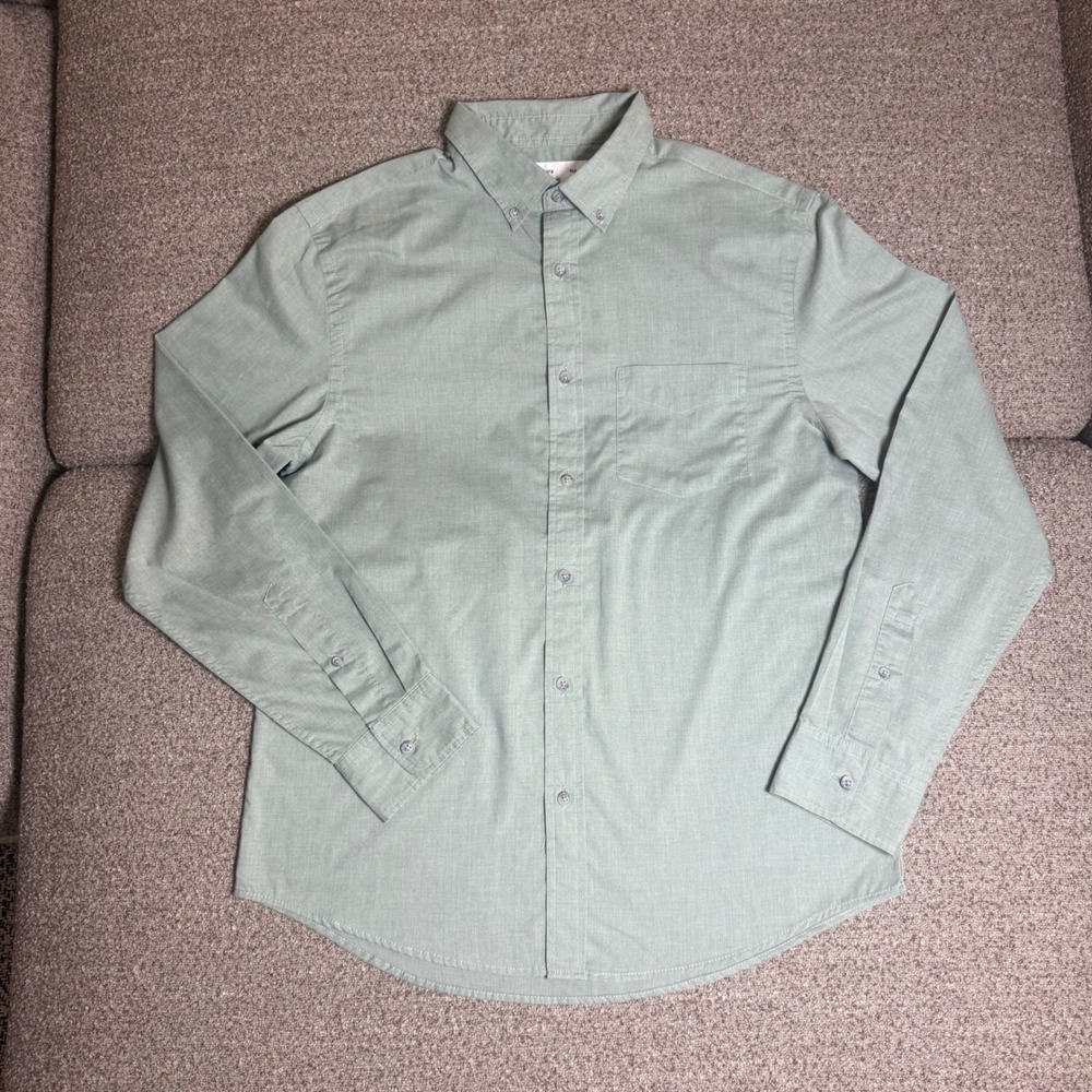 Old Navy Womens Slim Fit Button Down Shirt Sage Green Cotton Blend Size Medium - Picture 2 of 6